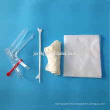 Desechables kits ginecológicos espéculo vaginal guante de látex rascador cervical papel de servilleta no tejido bolsa de plástico